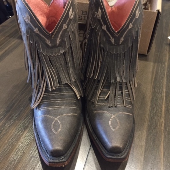 JUNK GYPSY BY LANE SPITFIRE FRINGE BROWN BOOTIE 6 - Picture 2 of 6